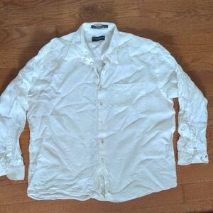 ALFRED SUNG Linen White Button Down, Size XL